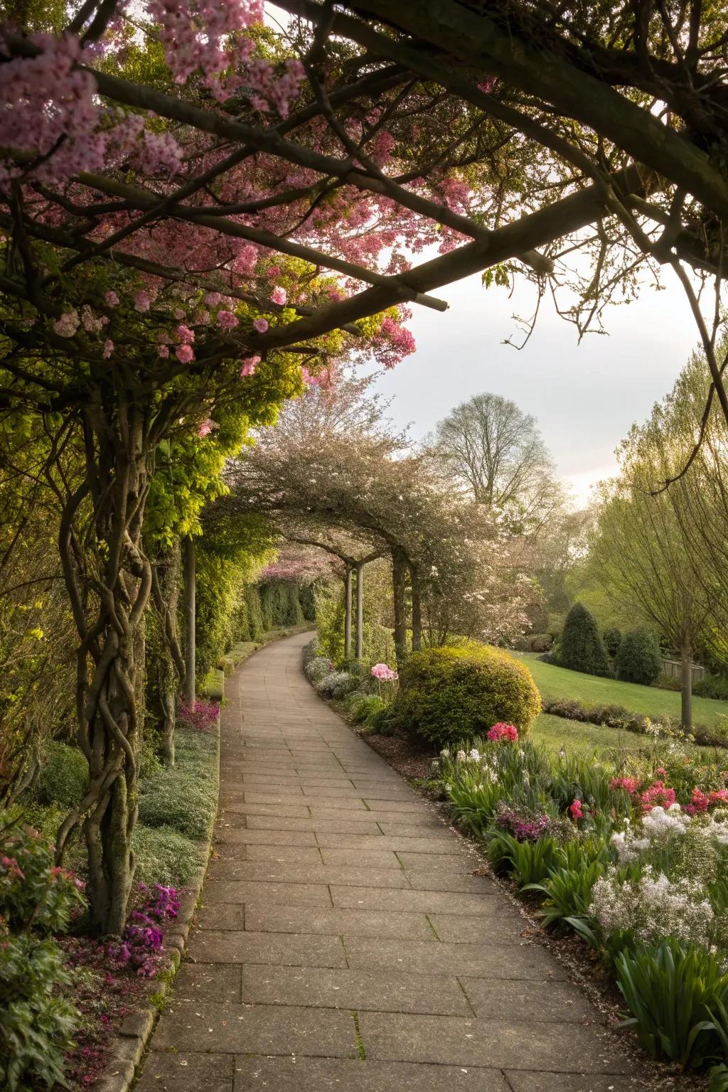 Let your garden embrace the path with vibrant life