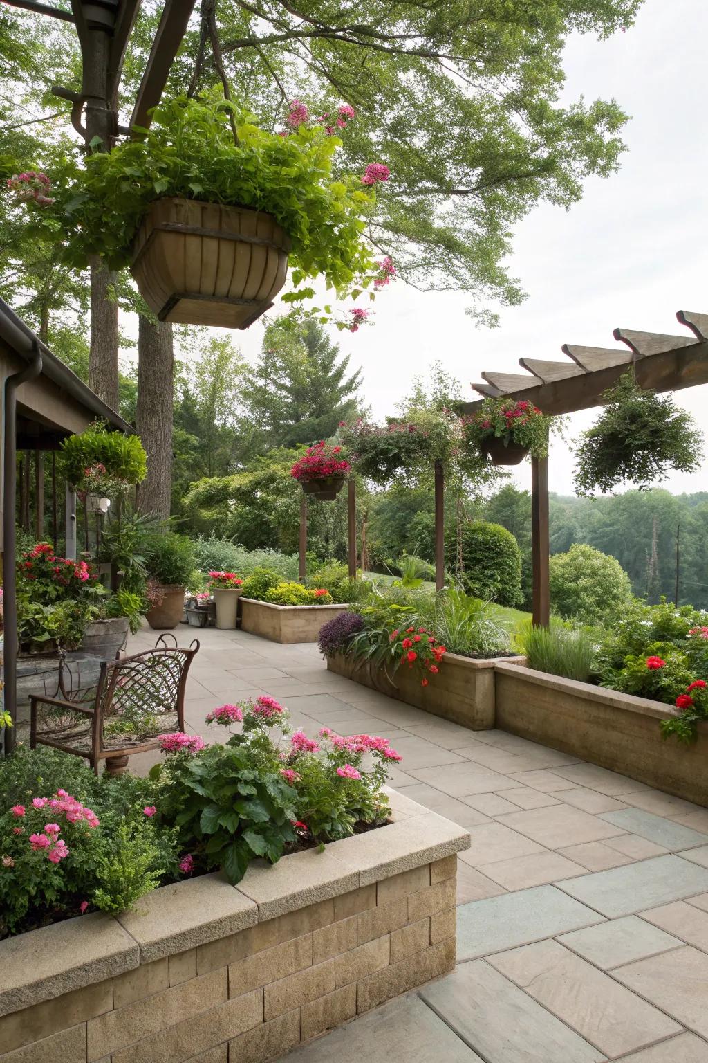 A lush green oasis patio with vibrant plant life.