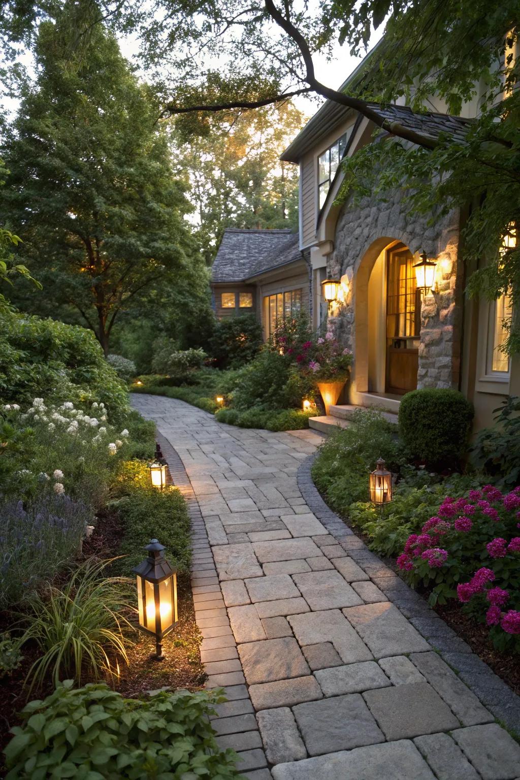 An inviting stone walkway that leads guests to your home.