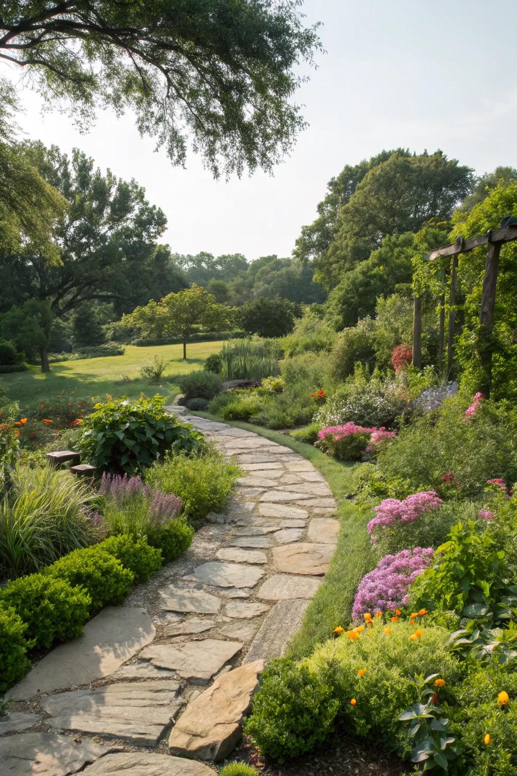 Stone pathways add both charm and function to your garden.