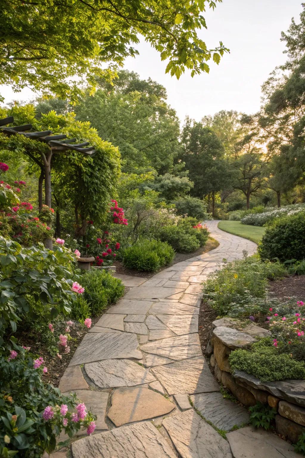 Stone pathways add structure and charm to your garden.