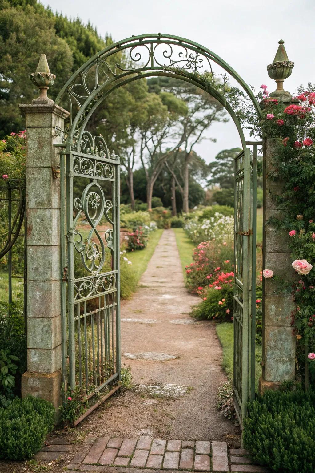 Create a welcoming entryway with an arched gate.