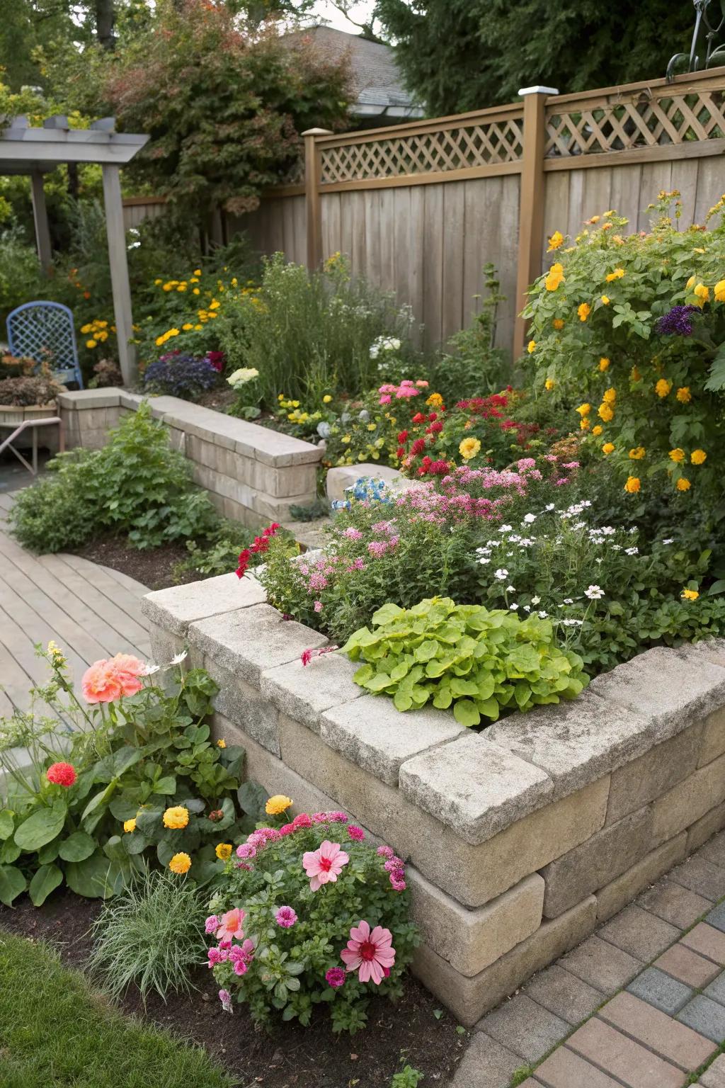 Create a serene corner in your garden with L-shaped planters.