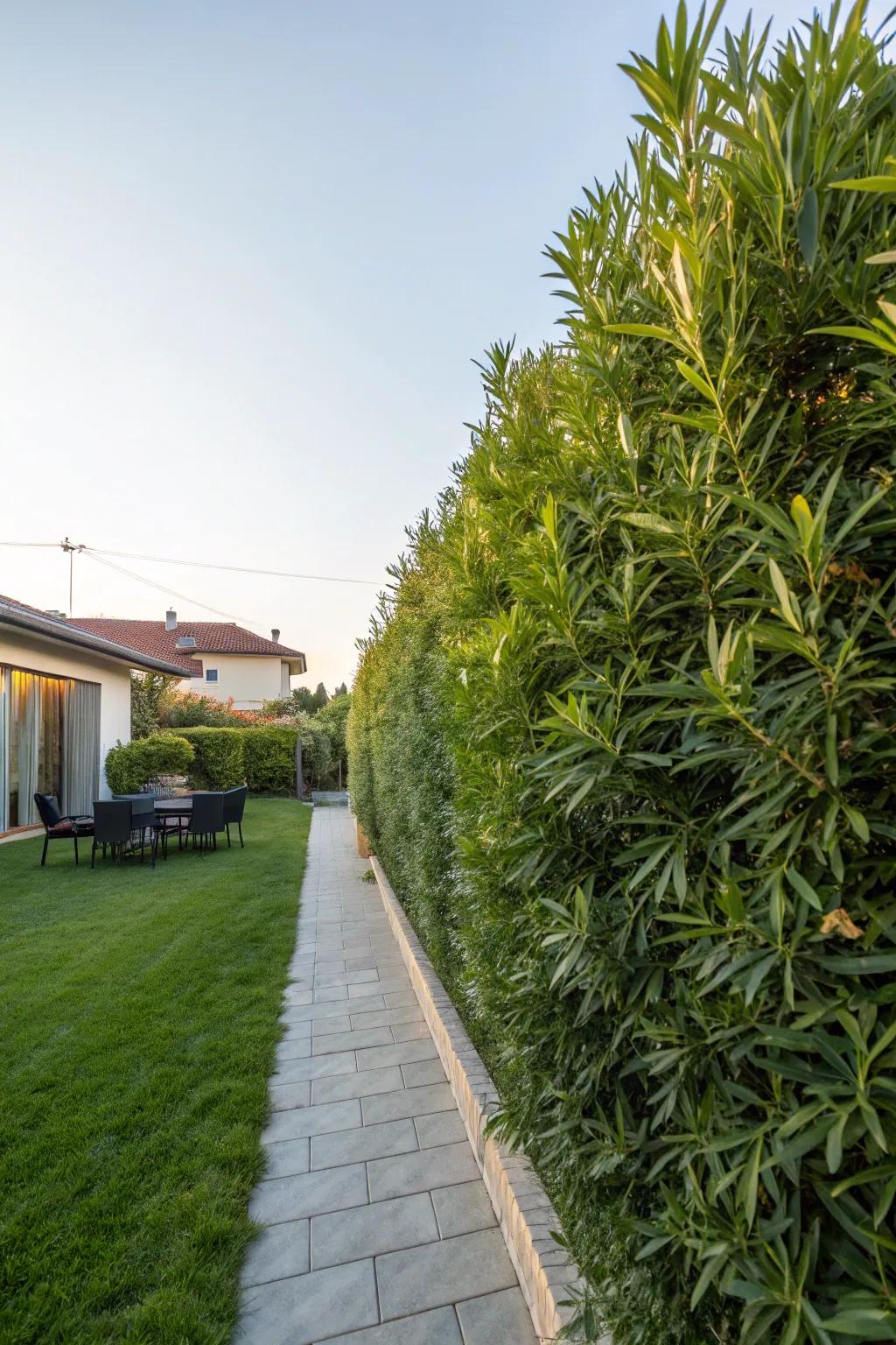 Enjoy privacy and beauty with oleander hedges.