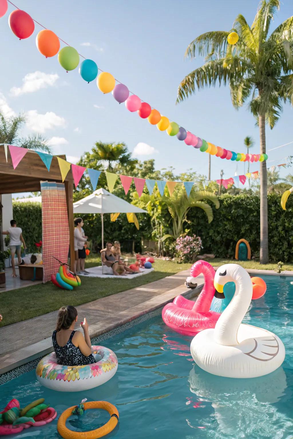 Dive into fun with a vibrant poolside birthday celebration.