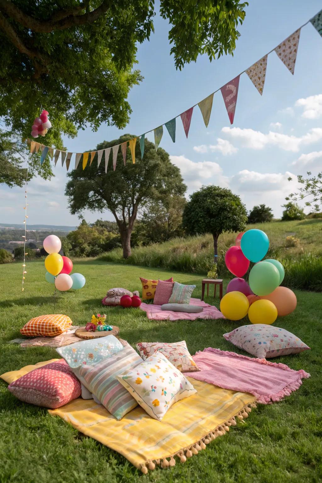 A cozy picnic setting perfect for relaxed, outdoor celebration.