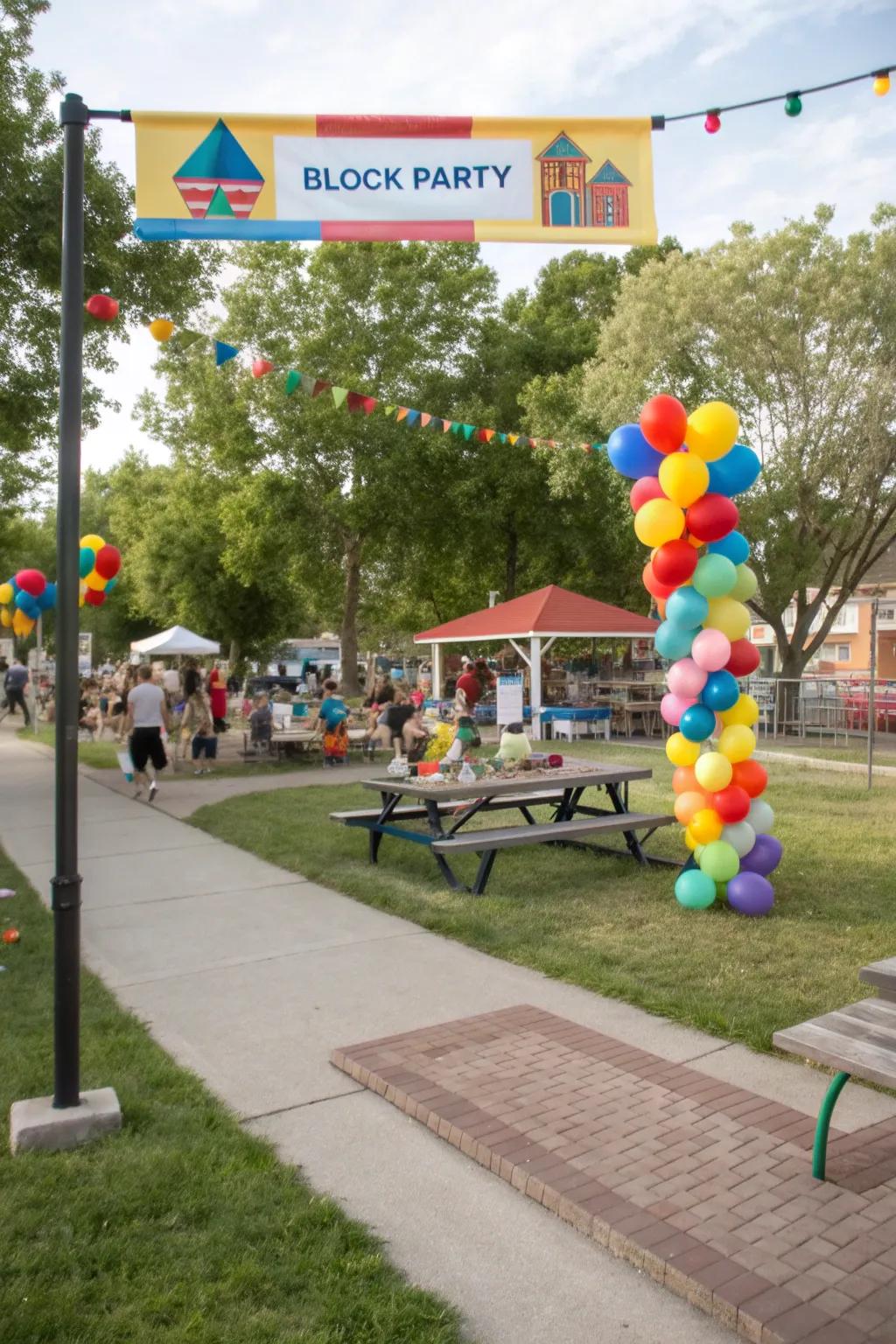 Invite the whole neighborhood with a cheerful community event banner.
