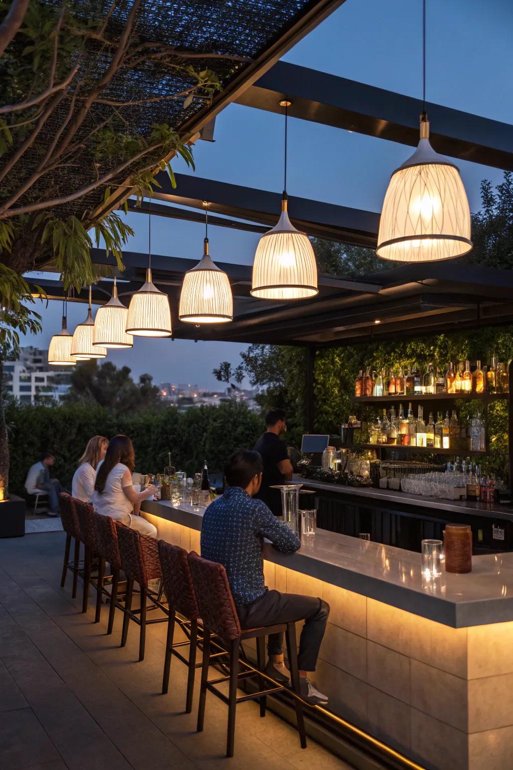 Pendant lights add sophistication and focus to your bar.