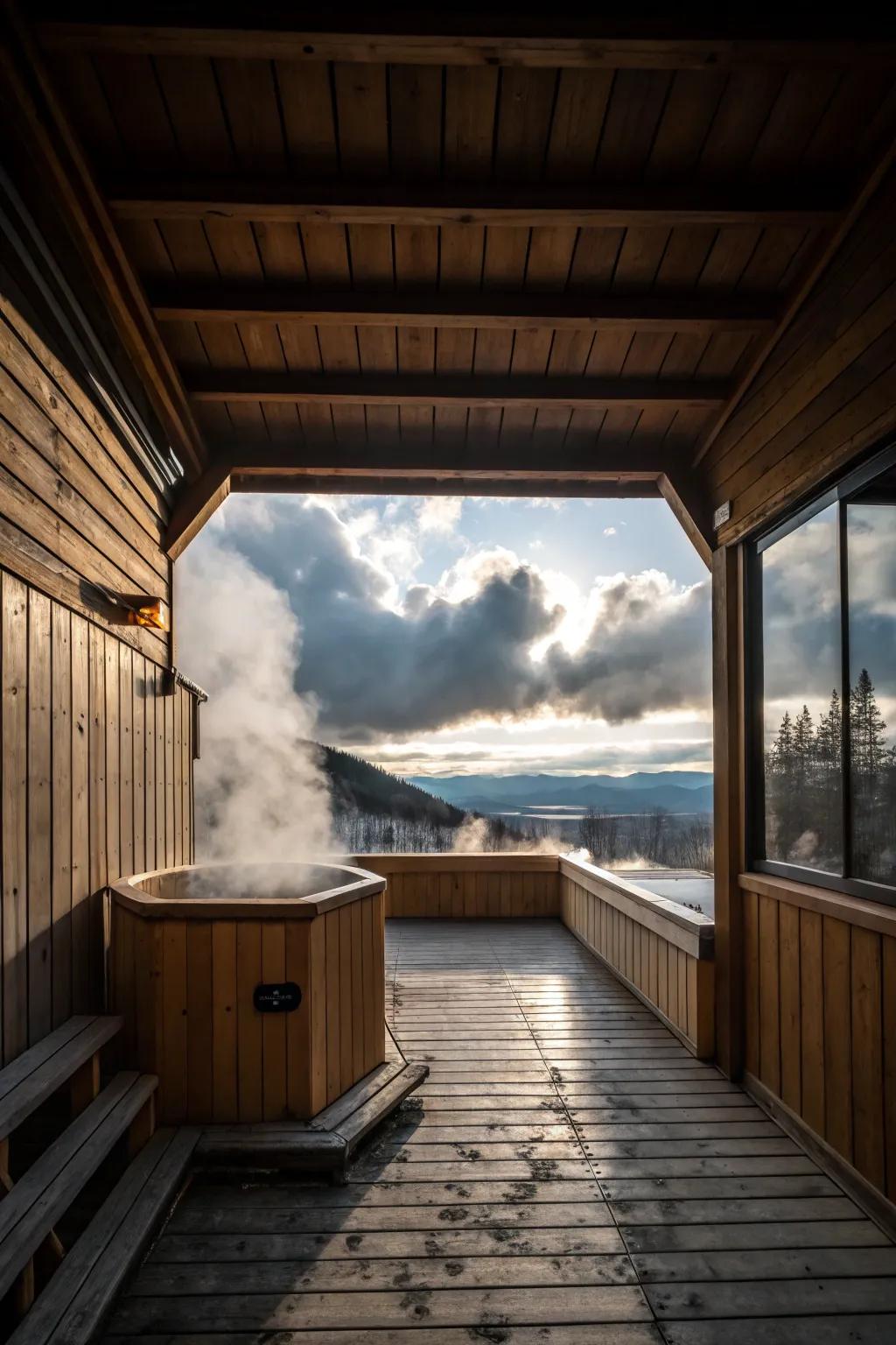 An open design bathhouse invites the sky in.