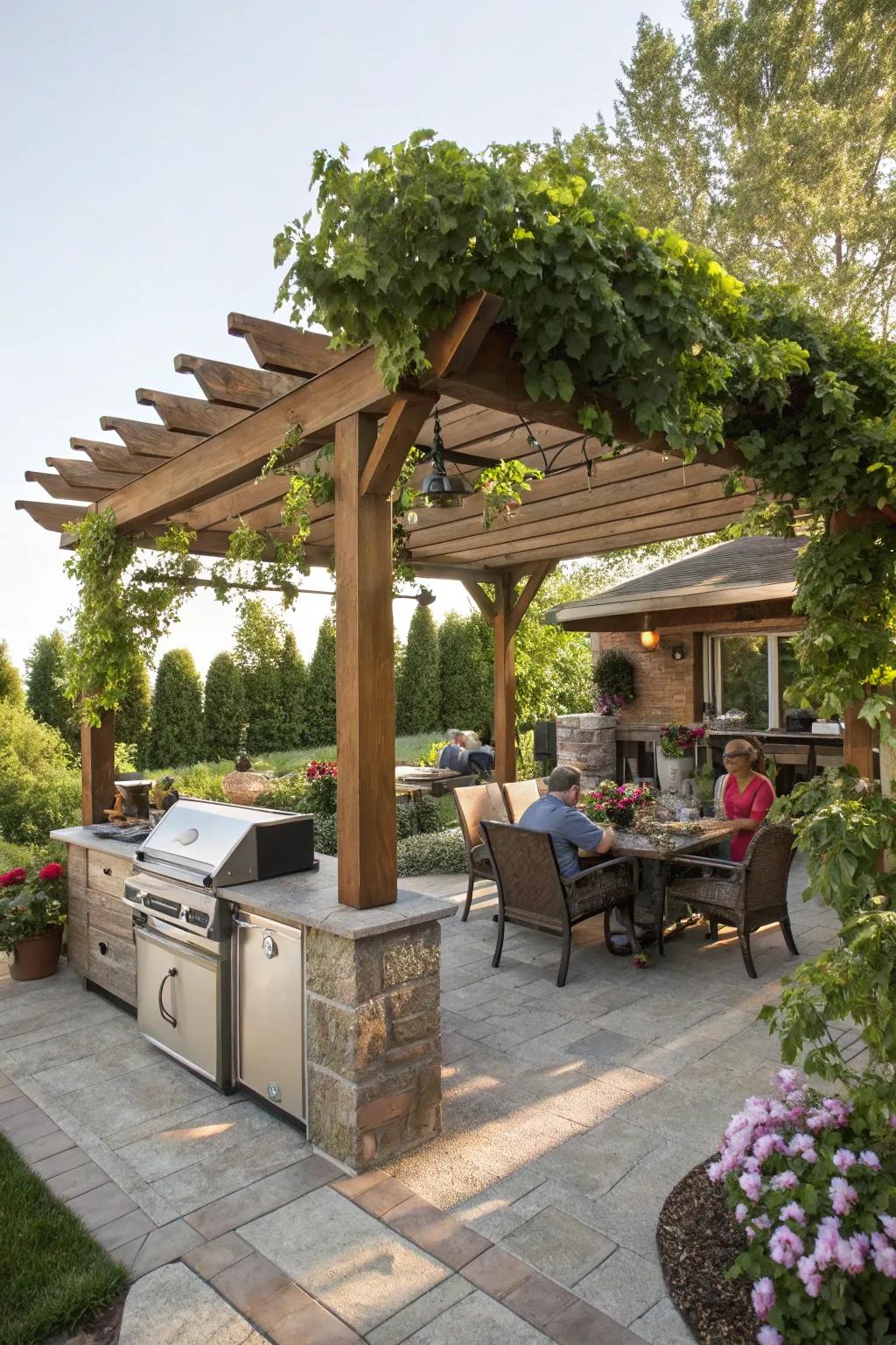 Create a perfect BBQ spot with a stylish pergola.