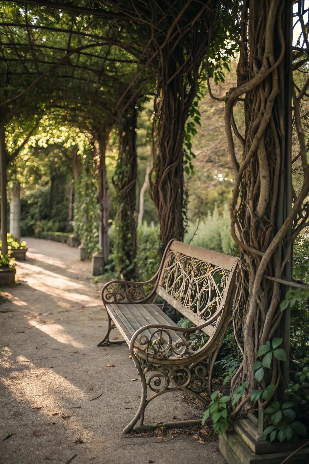 Metal benches offer both durability and elegance to outdoor spaces.