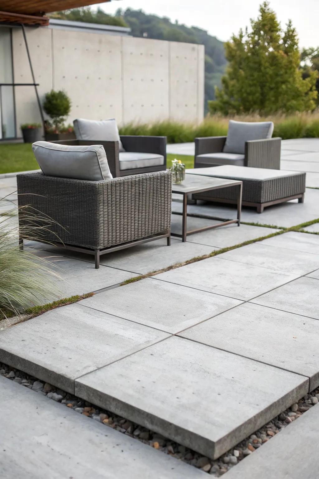 Modern concrete slabs offering a sleek, minimalist style.