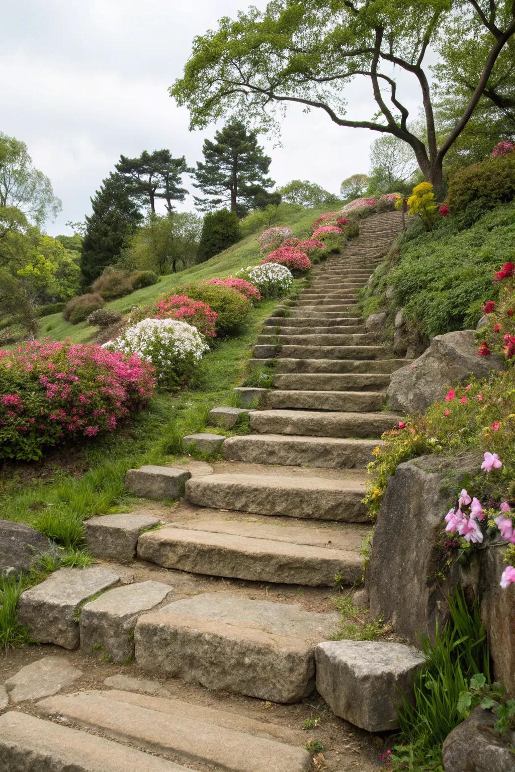 Natural stone slabs create a timeless elegance in your garden.