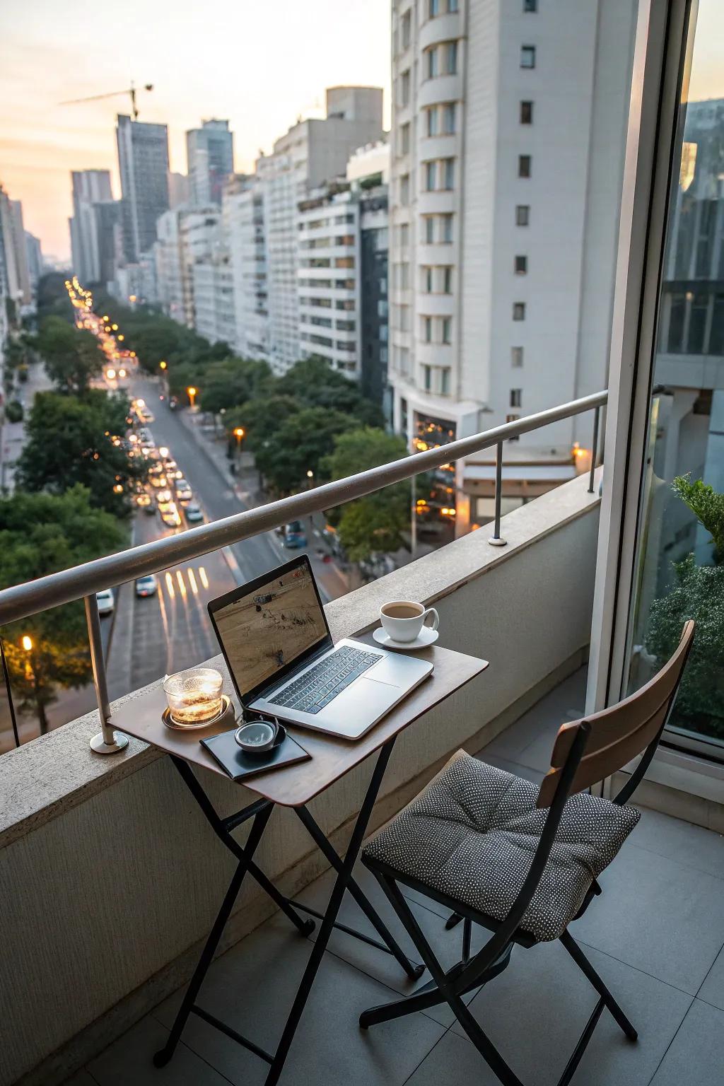 Balcony workspaces can be both functional and charming.