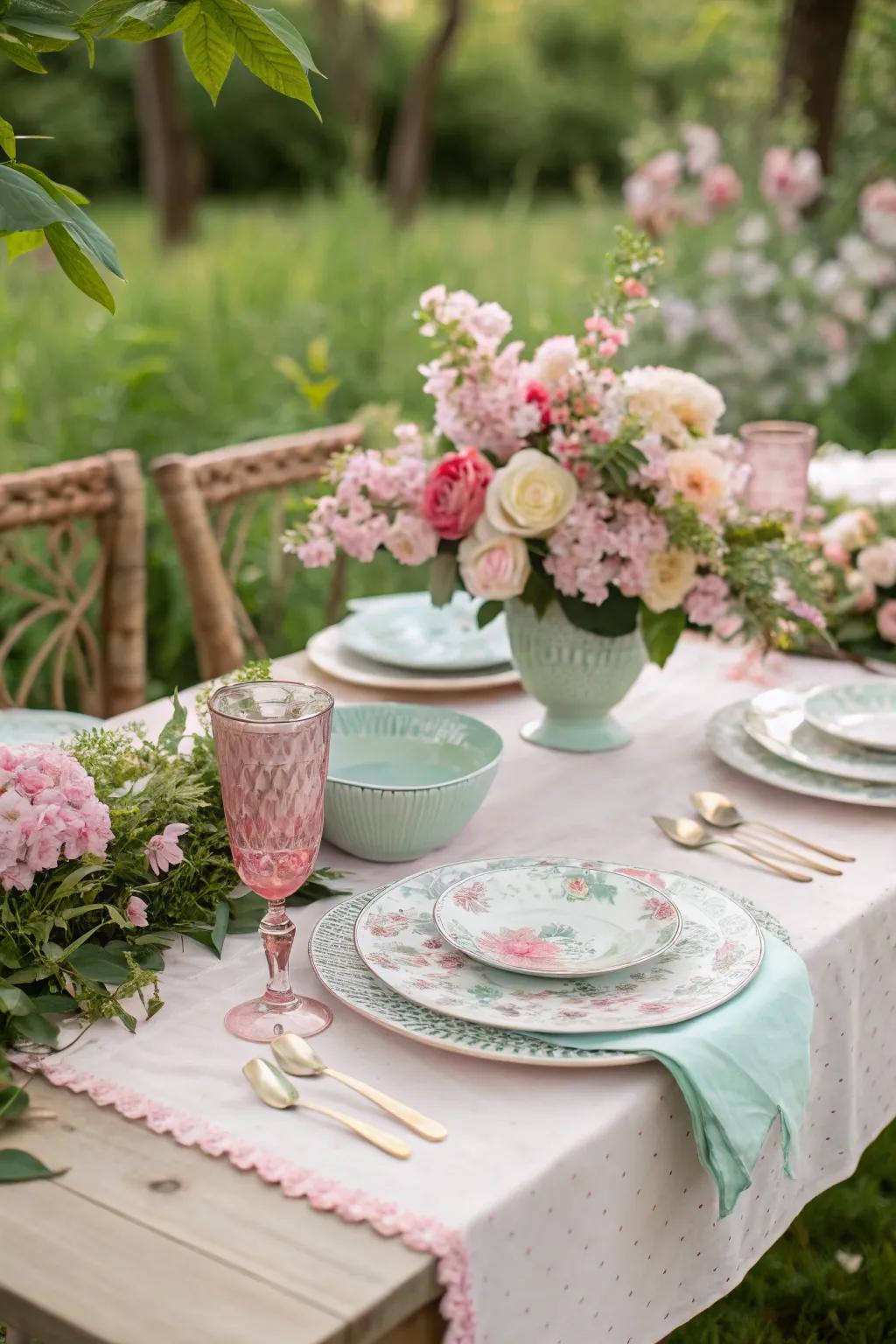 Elegance meets nature with this floral garden setting.