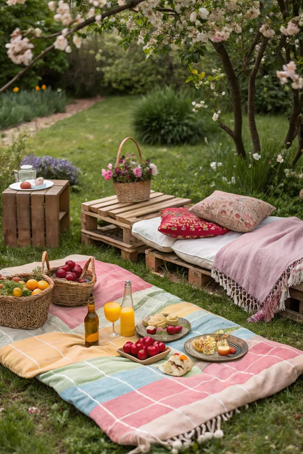 A charming picnic-style engagement party setup.