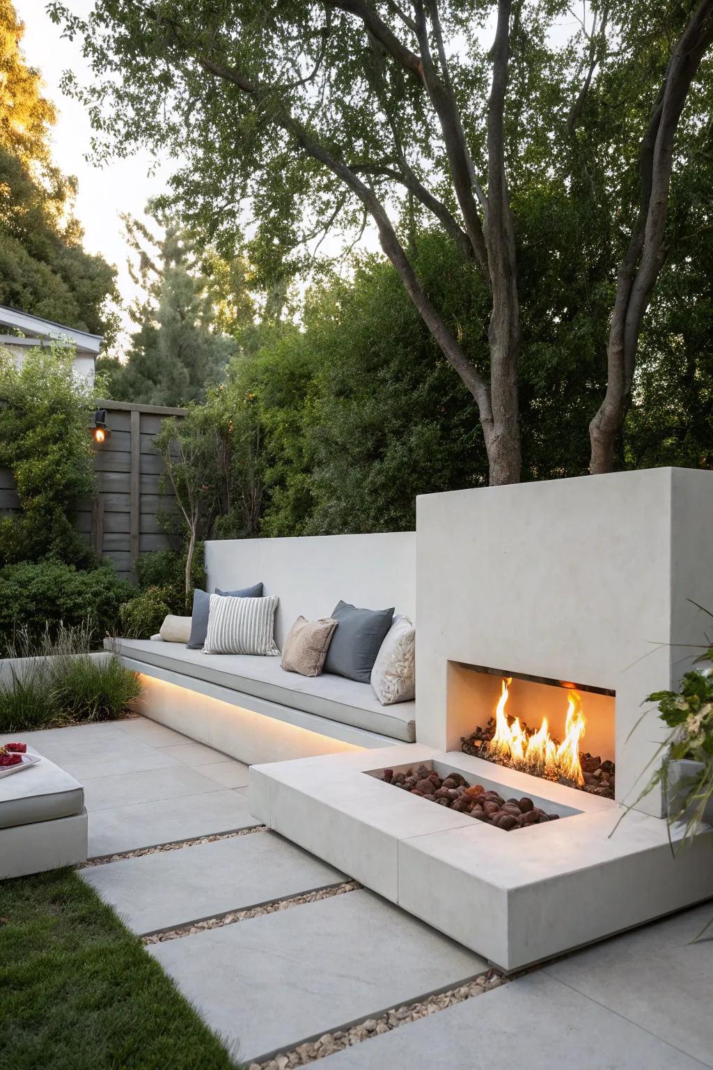 Sleek and sophisticated, this modern fireplace is a true centerpiece.