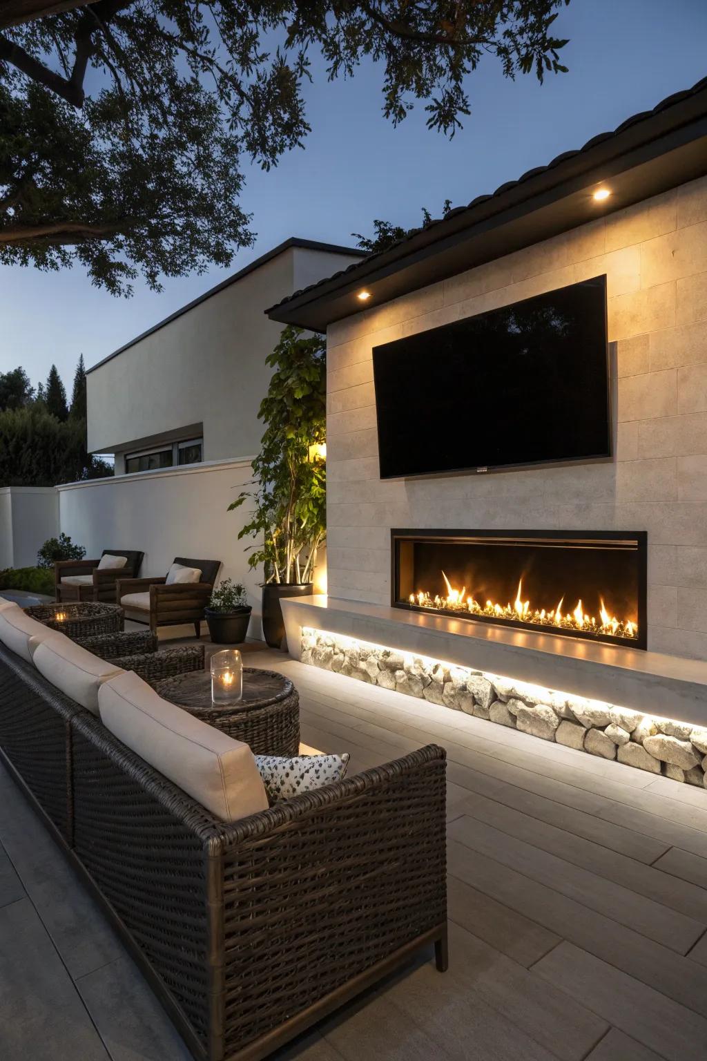 A sleek and modern outdoor entertainment area for style enthusiasts.