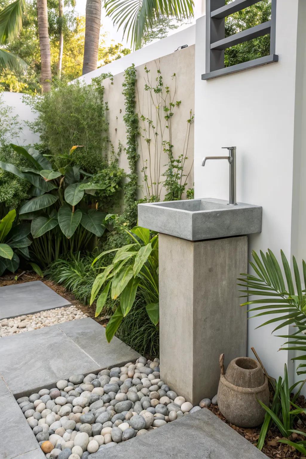 Add modern elegance to your garden with a concrete sink.