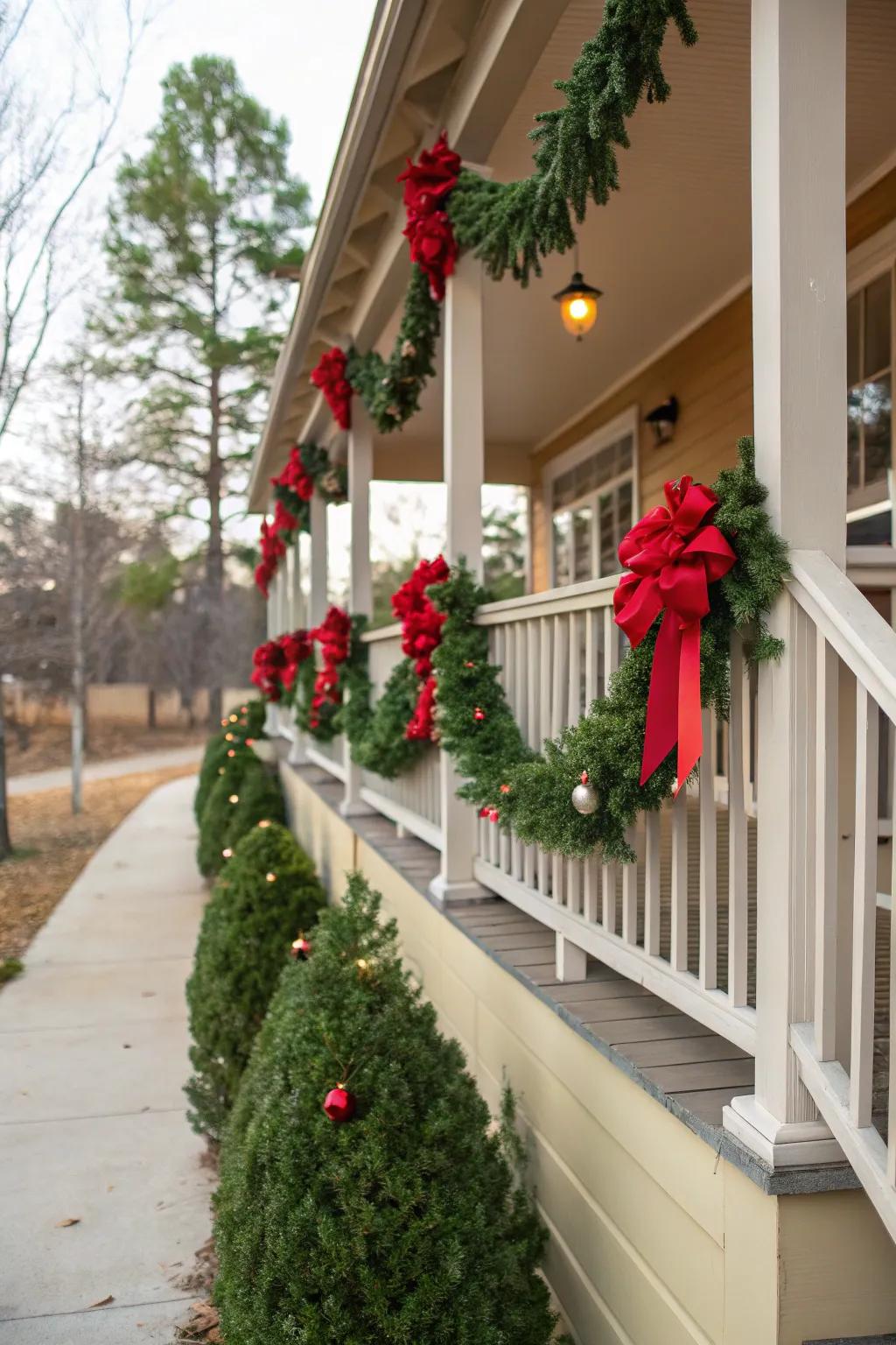 Deck your porch railings with festive charm and elegance.