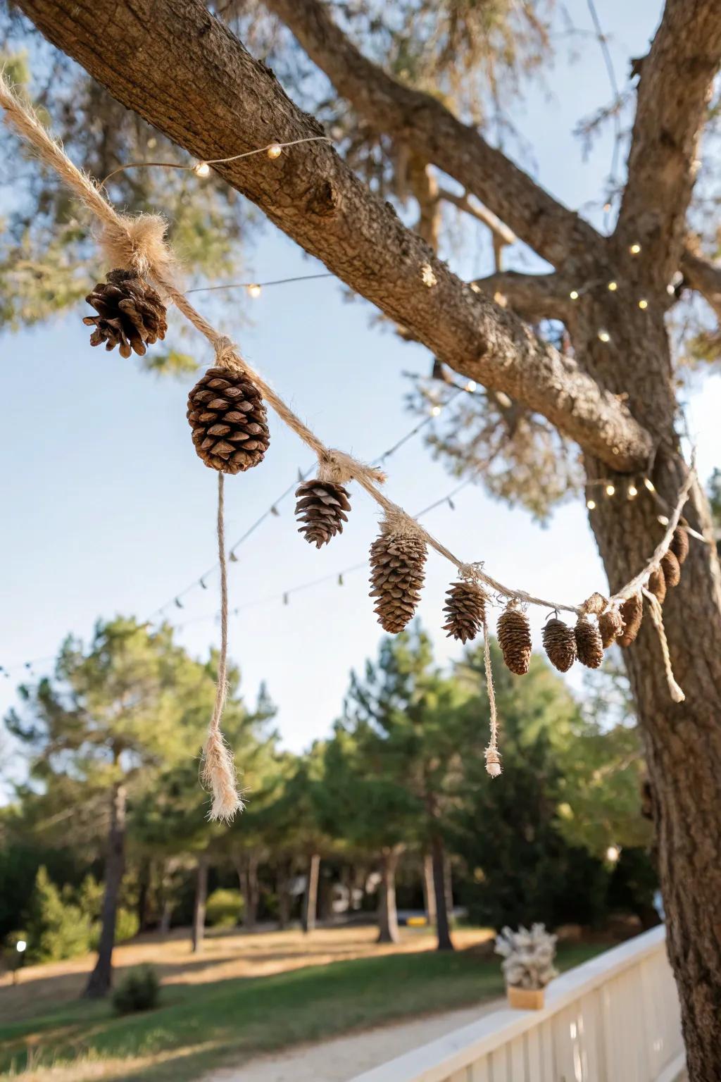 Pinecones add rustic charm to outdoor garlands.