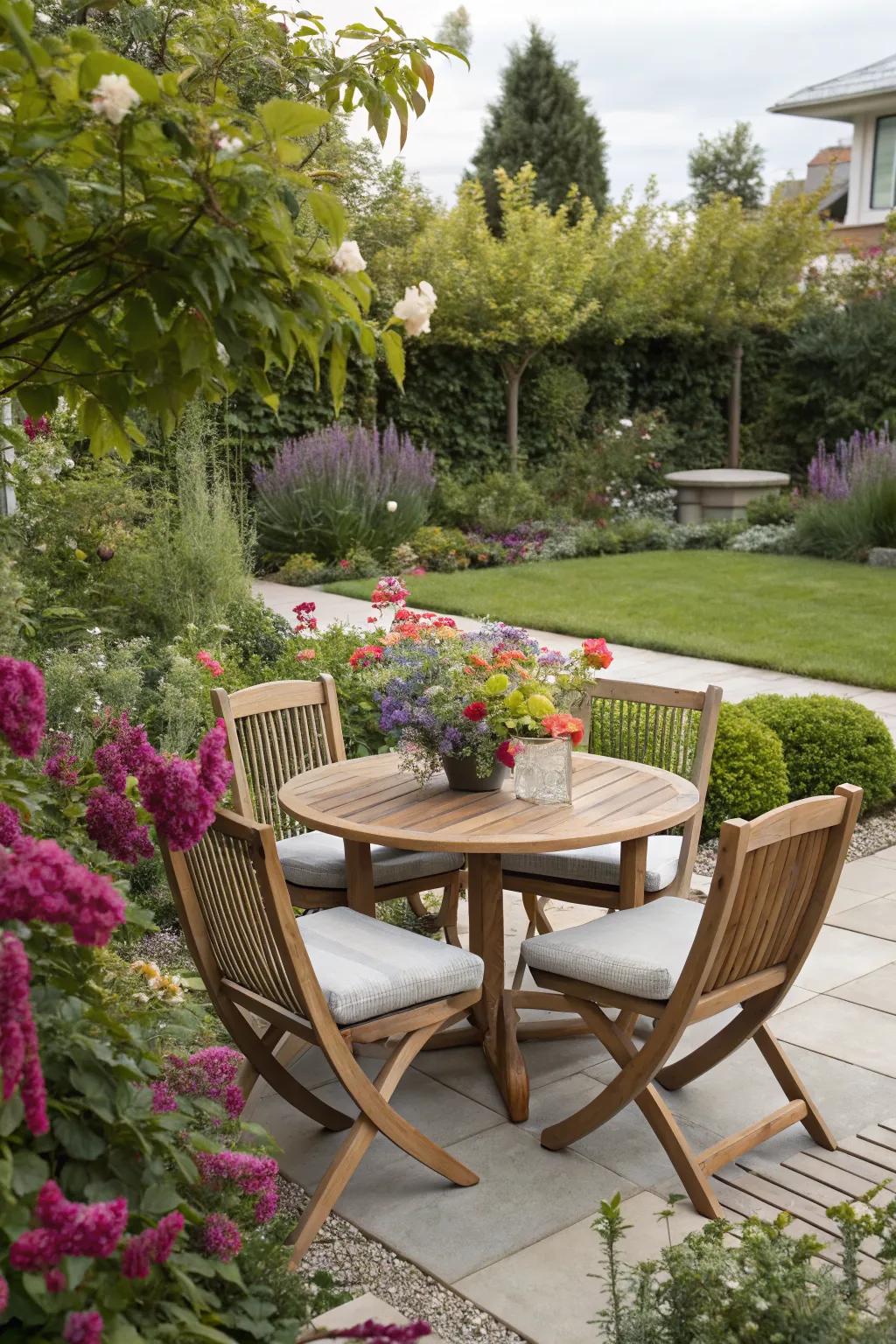 A cozy seating area perfect for outdoor dining.