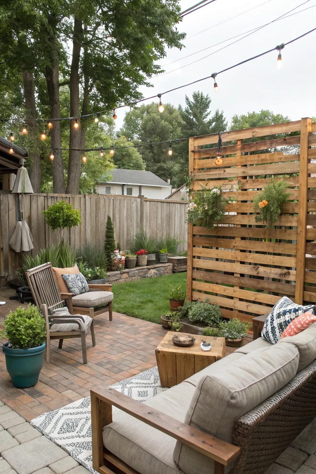 Enjoy privacy and style with a rustic pallet screen.