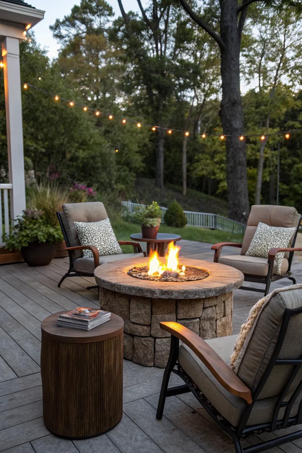 A fire pit becomes the perfect spot for evening gatherings.