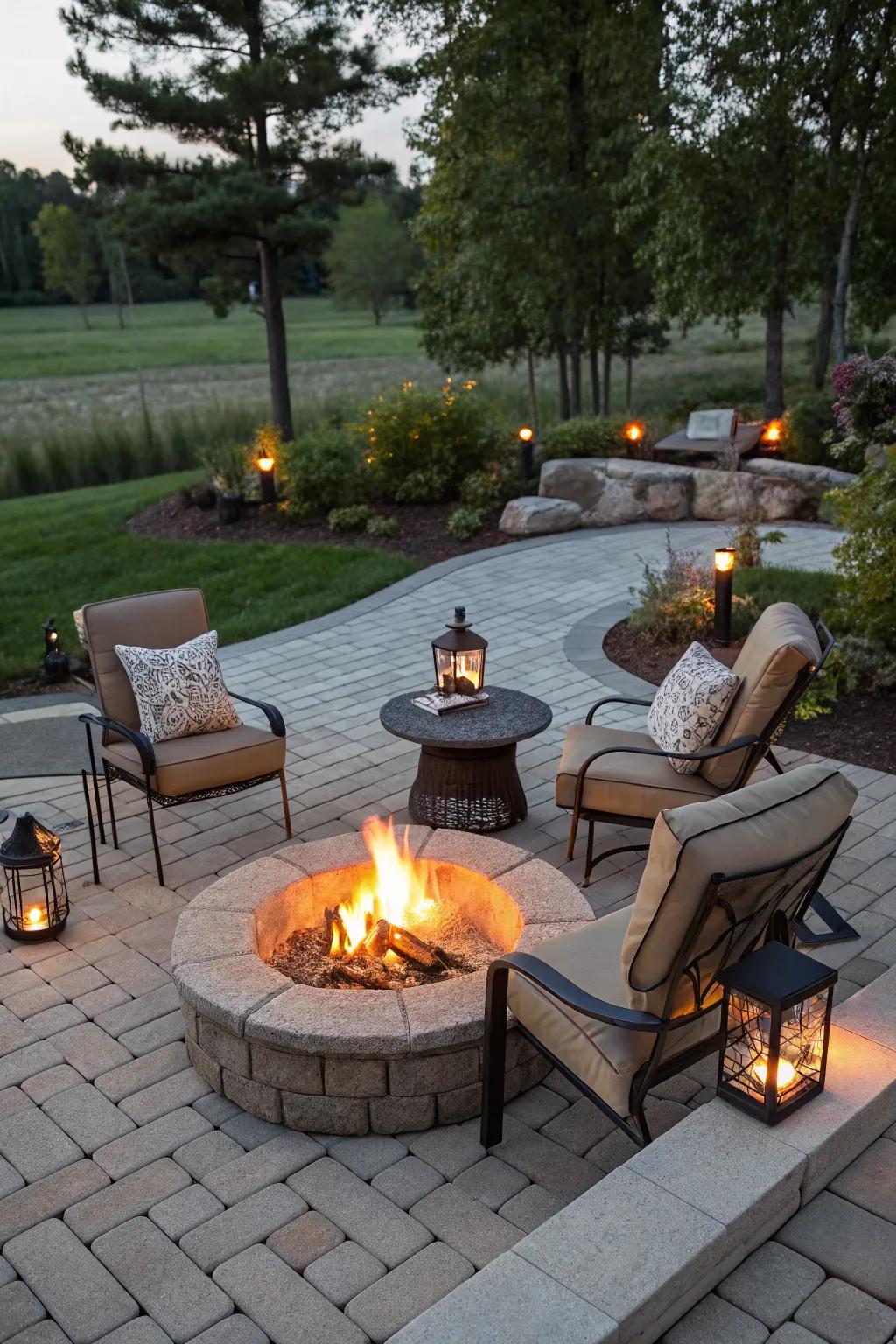An inviting fire pit that brings warmth and charm to any evening.