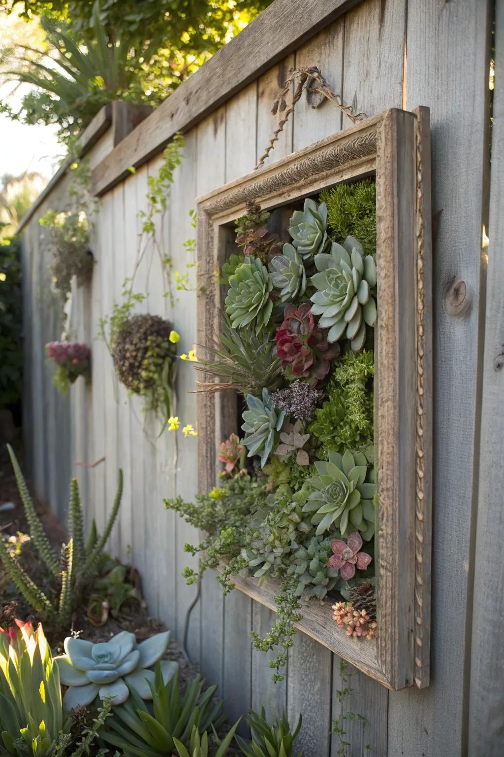 Succulent frames bring living art to your outdoor space.