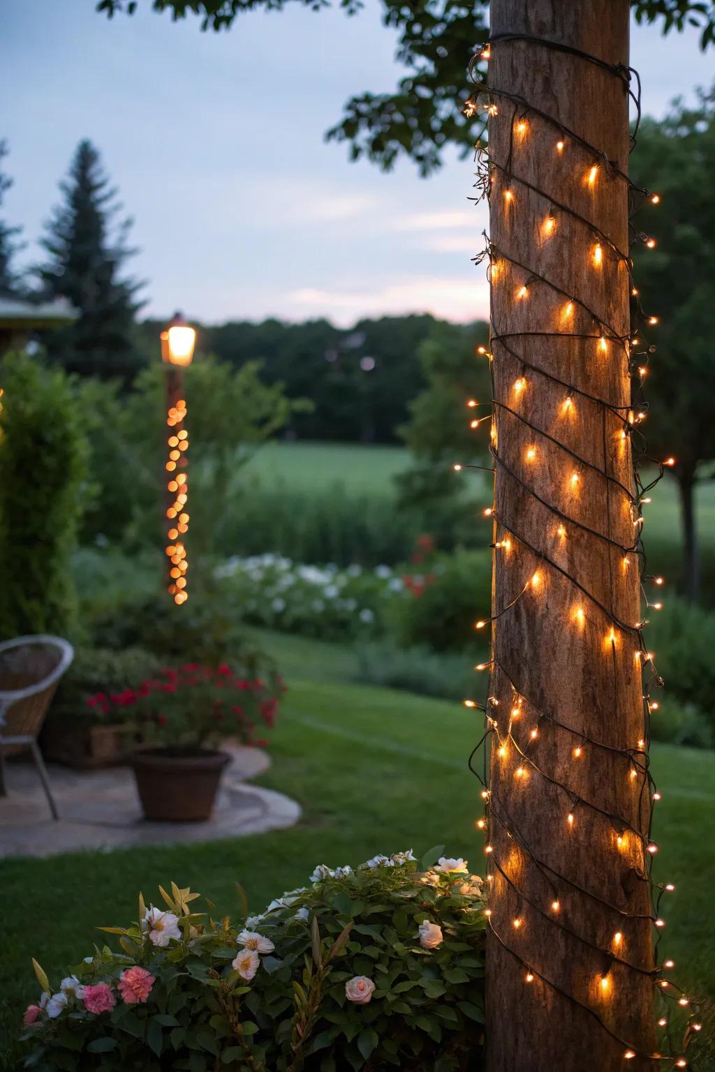 String lights create a warm and inviting evening glow.