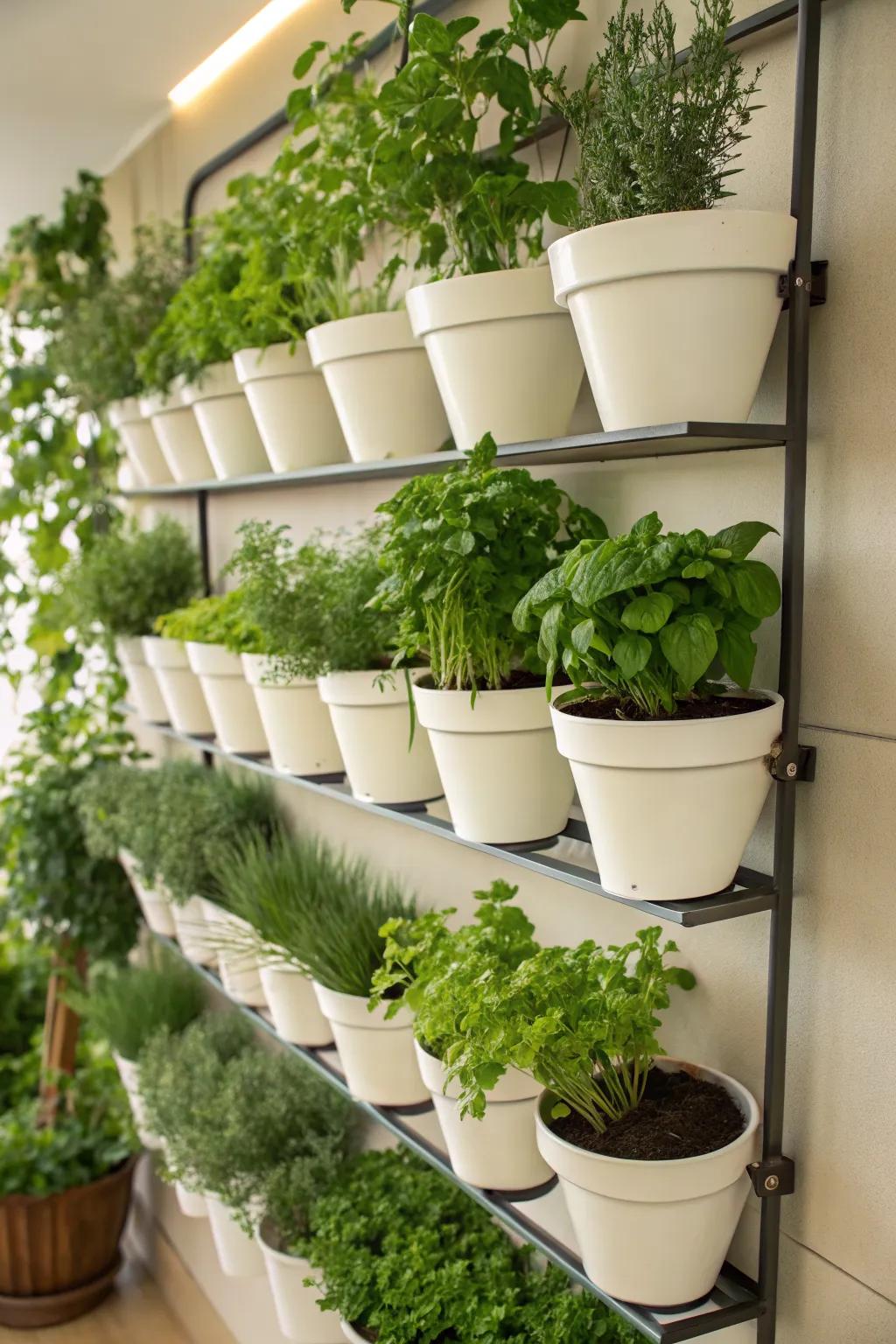 A vertical herb garden brings both beauty and utility to outdoor spaces.