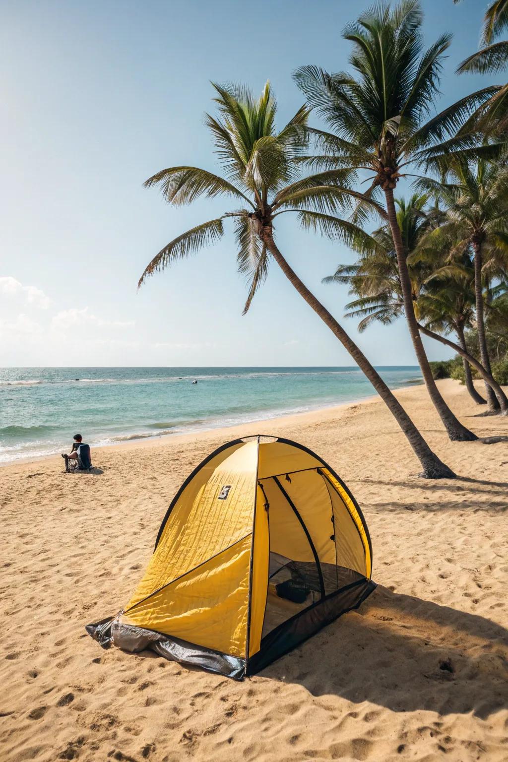 Enjoy portable privacy with a pop-up tanning tent.