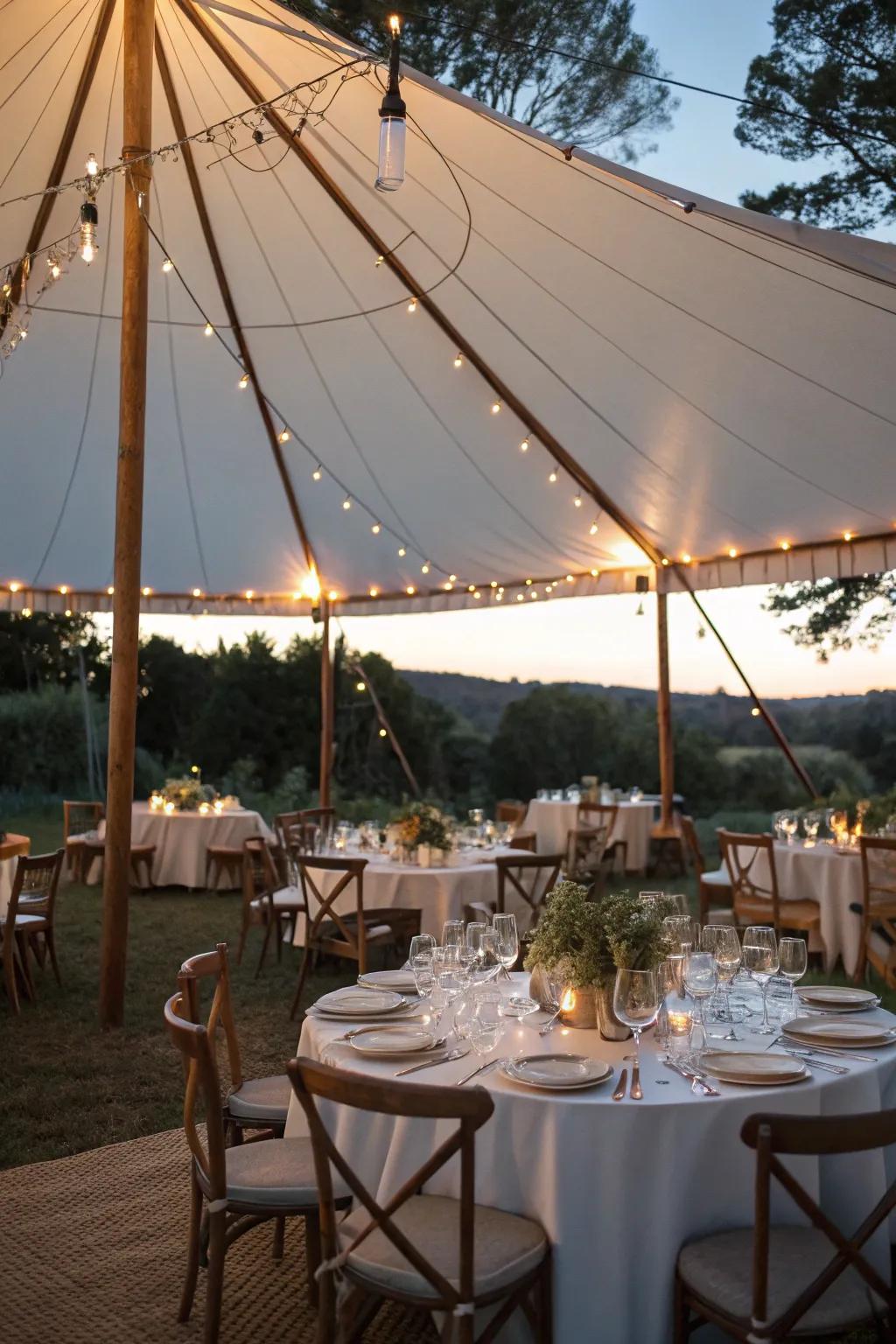 A tented event adds elegance and intimacy to any outdoor gathering.