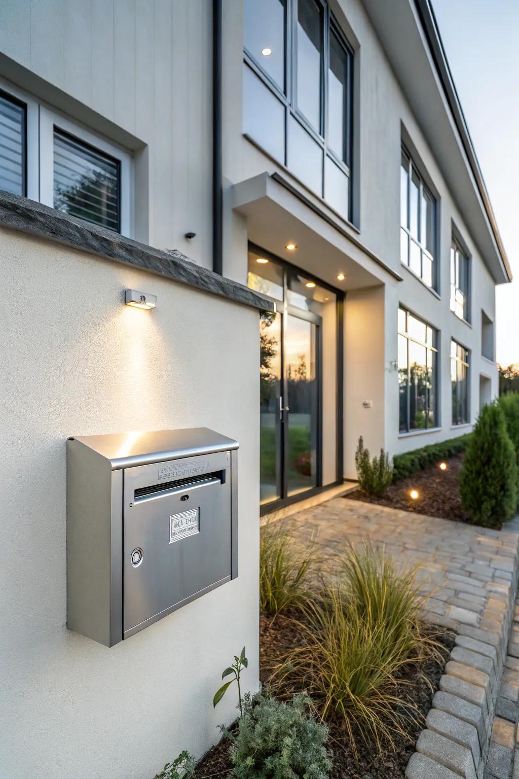 A sleek wall-mounted mailbox for convenient package delivery.