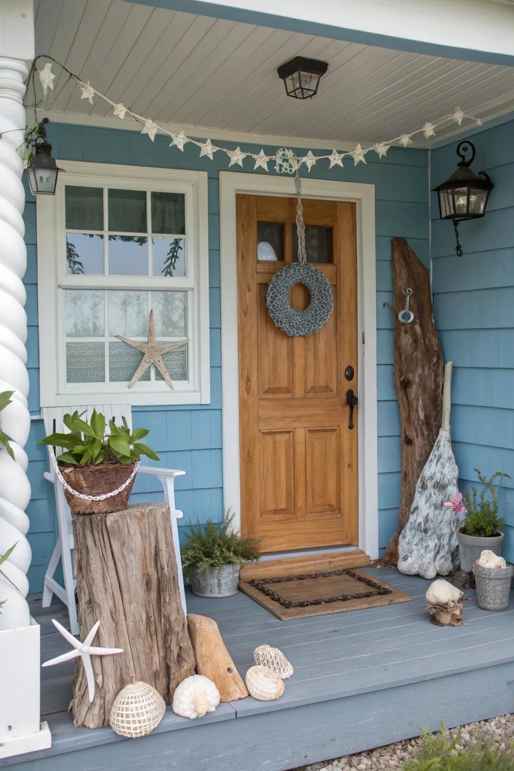 Feel the coastal breeze with a nautical blue porch.