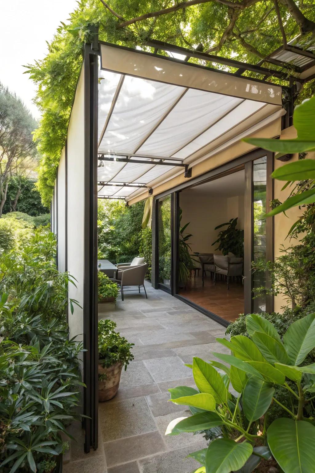 Retractable panels offering versatile outdoor enjoyment.