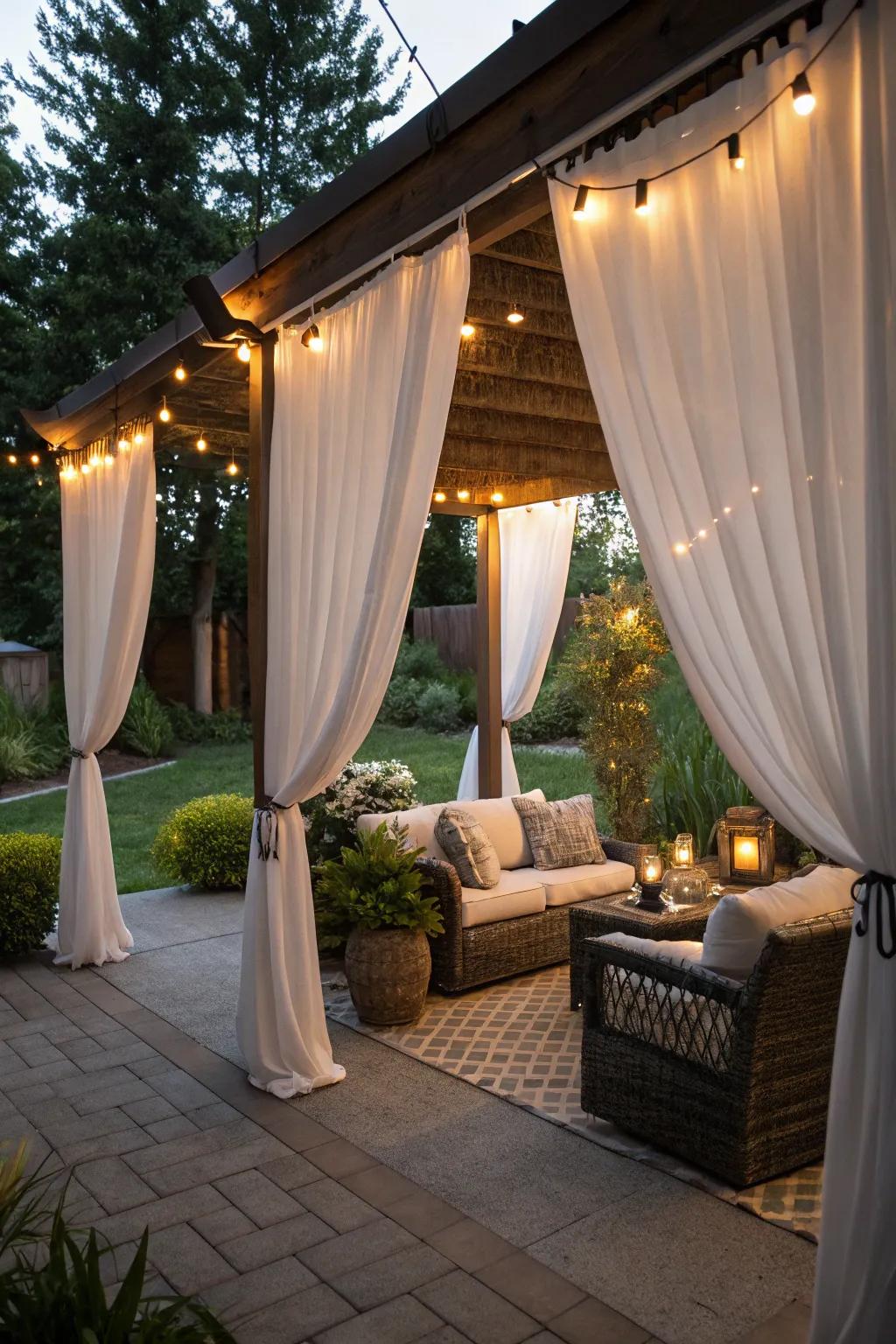 Curtains create a breezy, private retreat on any patio.