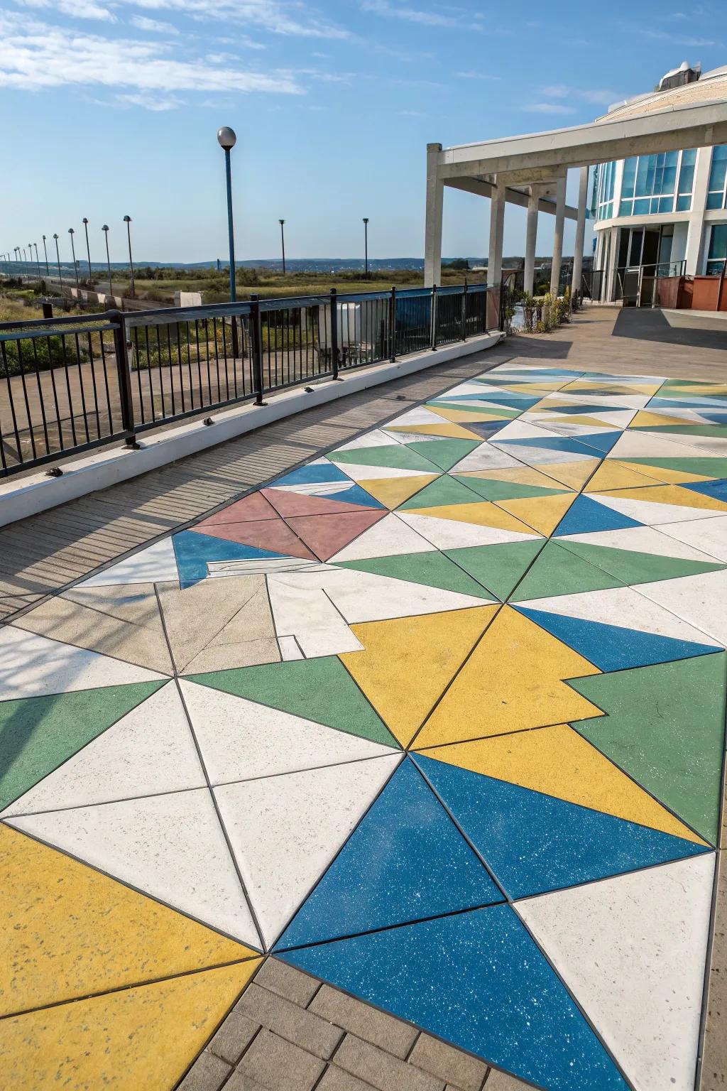 Geometric slabs bring a modern flair to this striking patio design.