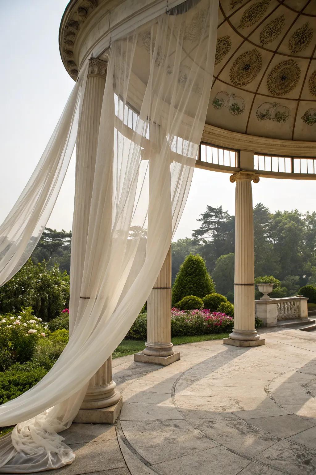 Drapery adds a touch of elegance and softness to your pavilion.