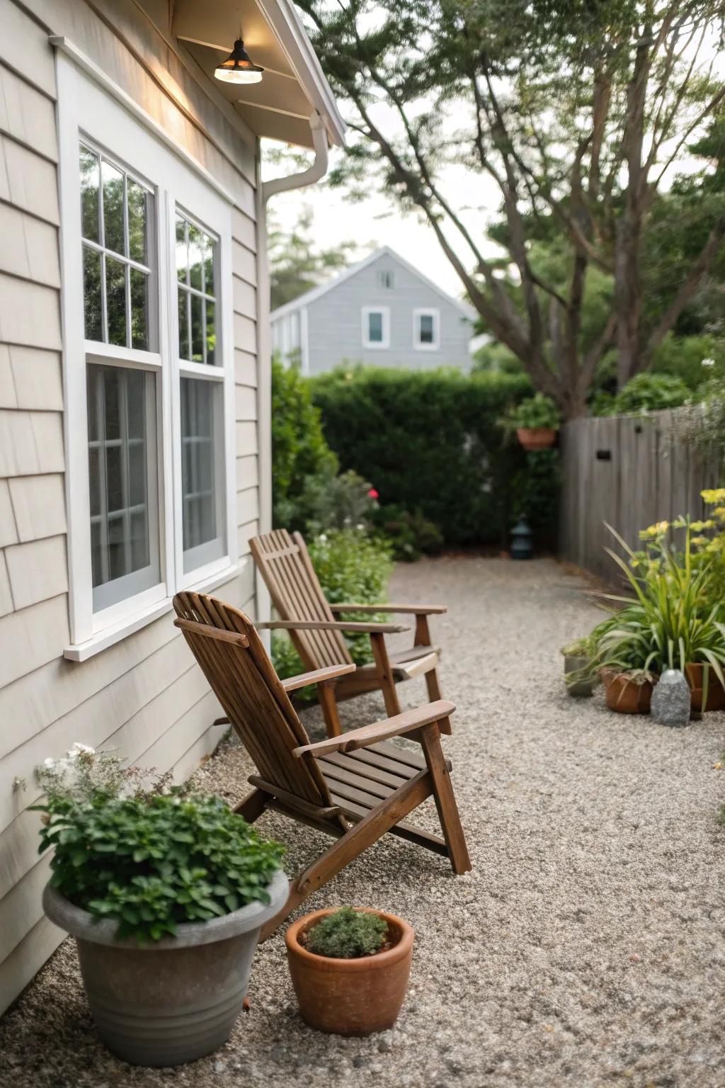 A pea gravel patio can be a relaxing space for both you and your pup.