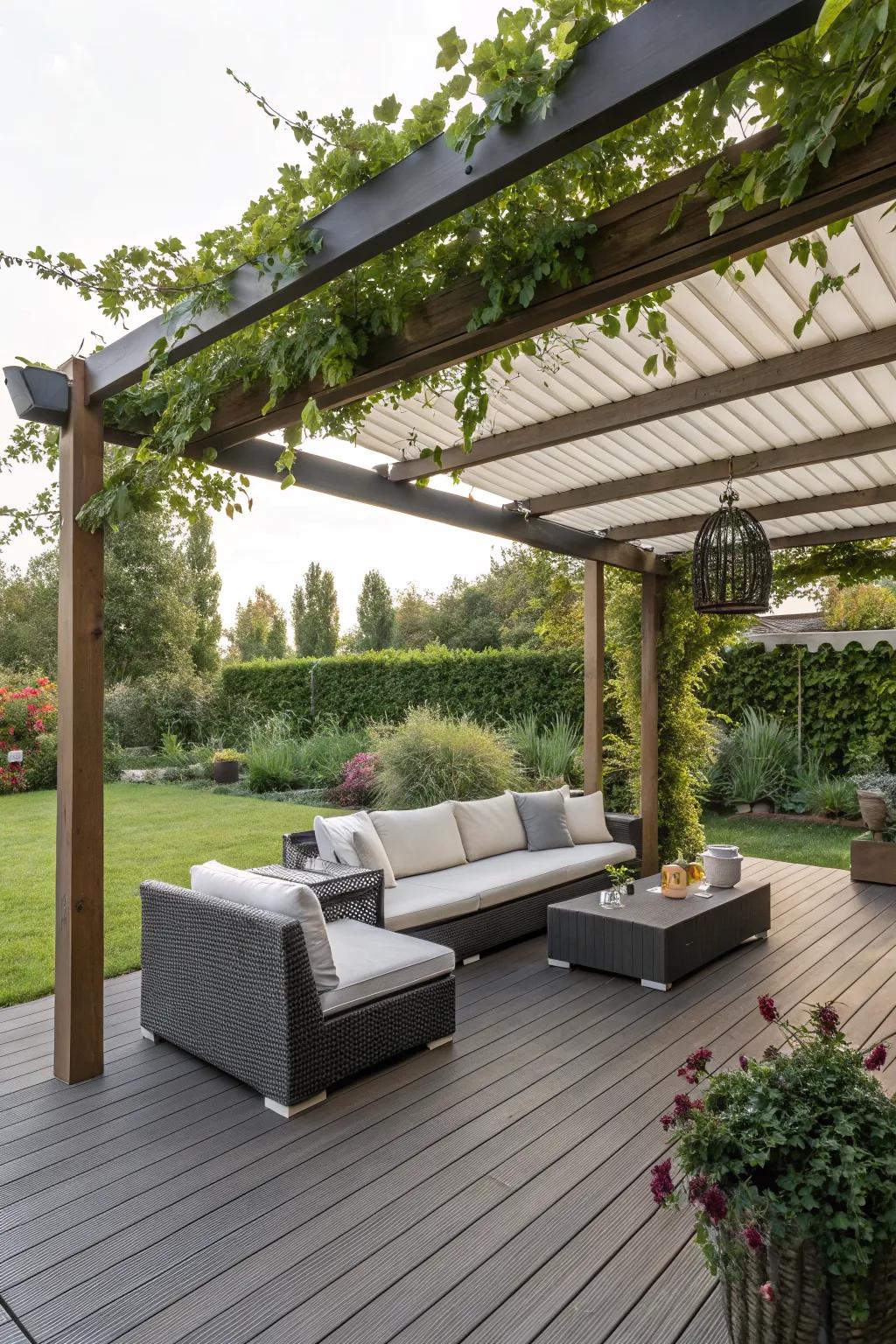 Composite decking provides a stylish and low-maintenance flooring solution.