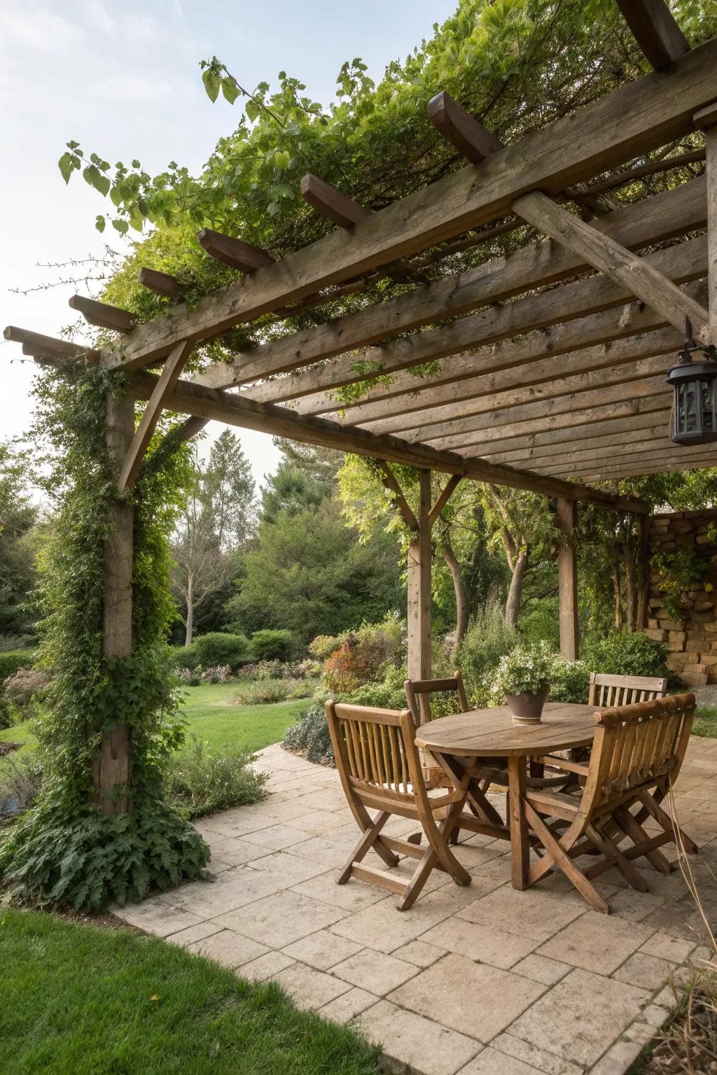 Wooden roofs blend seamlessly with nature for a classic look.