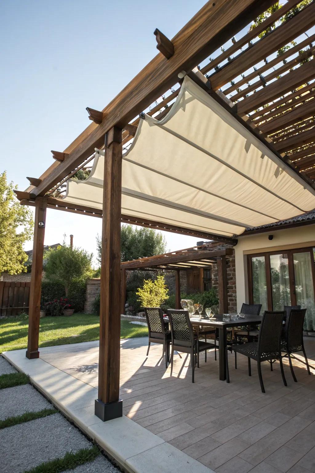 Retractable canopies offer flexibility for any weather.