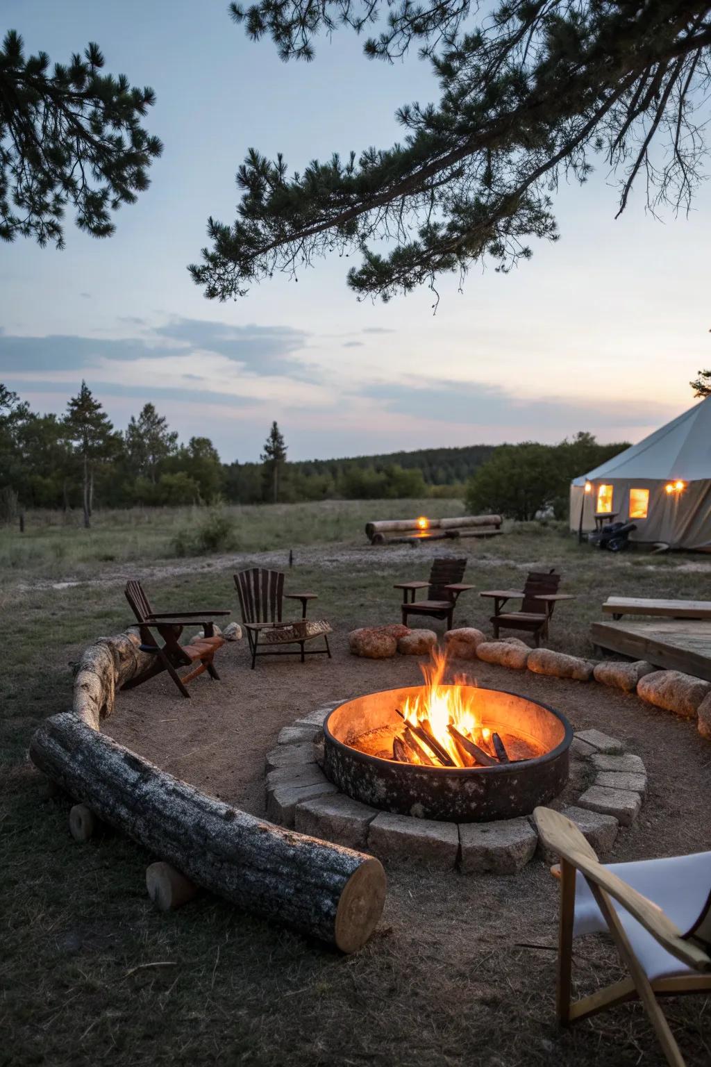 Gather around a fire pit for warmth and camaraderie.