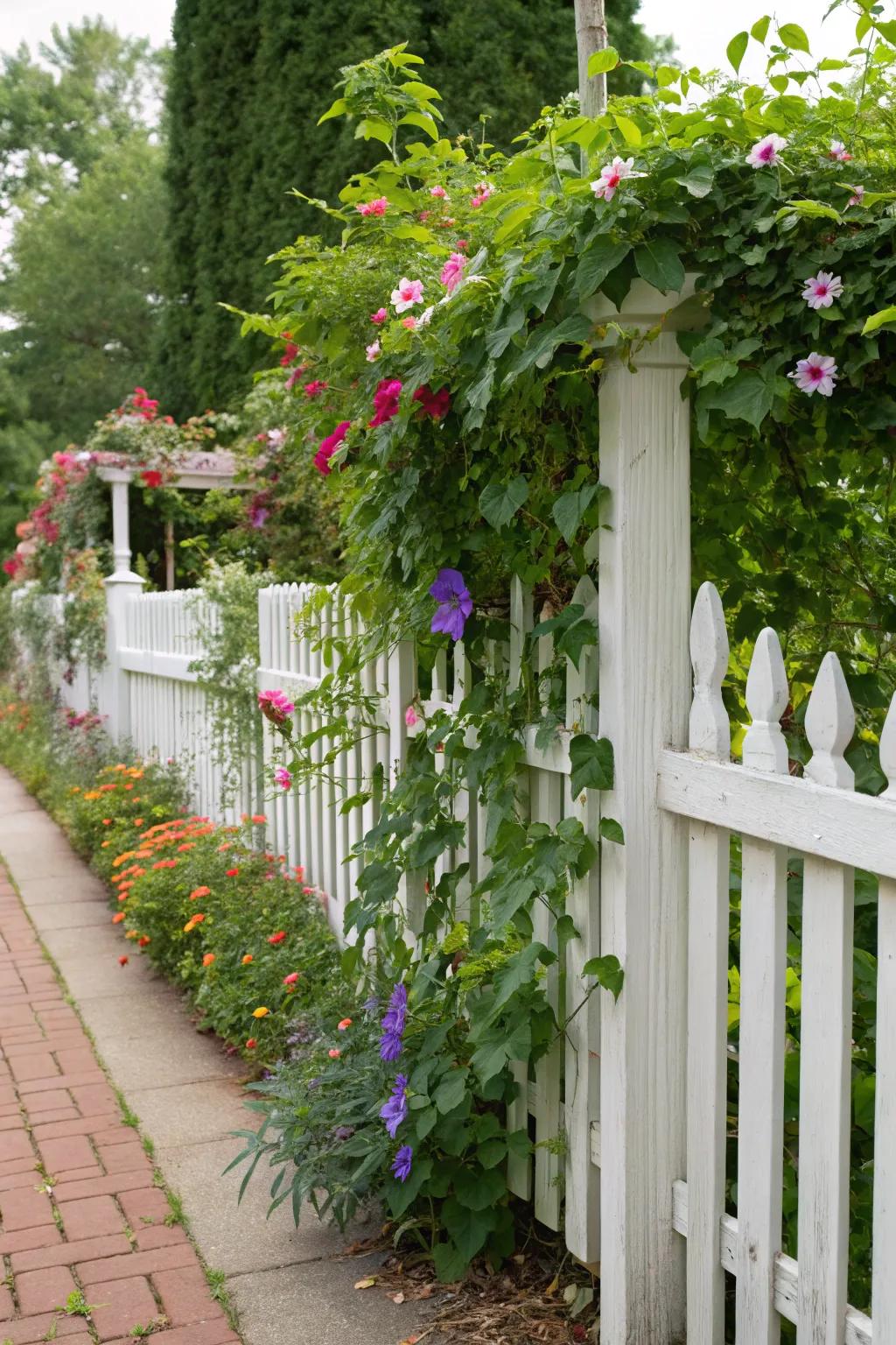 Climbing plants add a touch of romance to any fence.