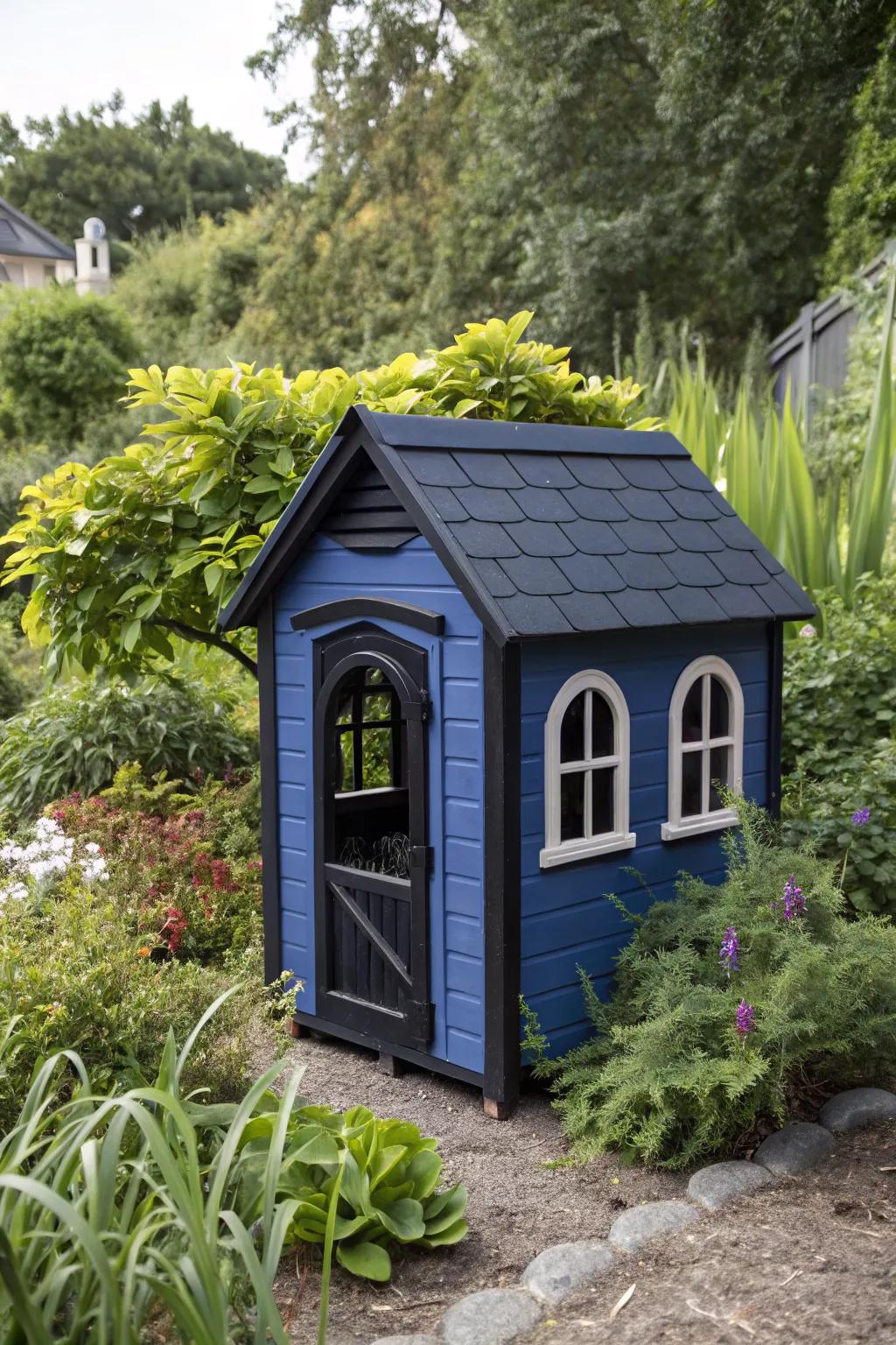 Bold hues give a plastic playhouse a sophisticated edge.