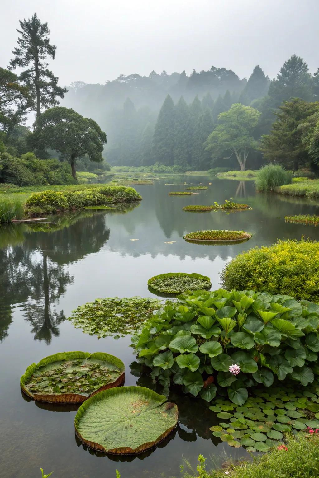 Enhance your pond's ecosystem with floating plant islands.