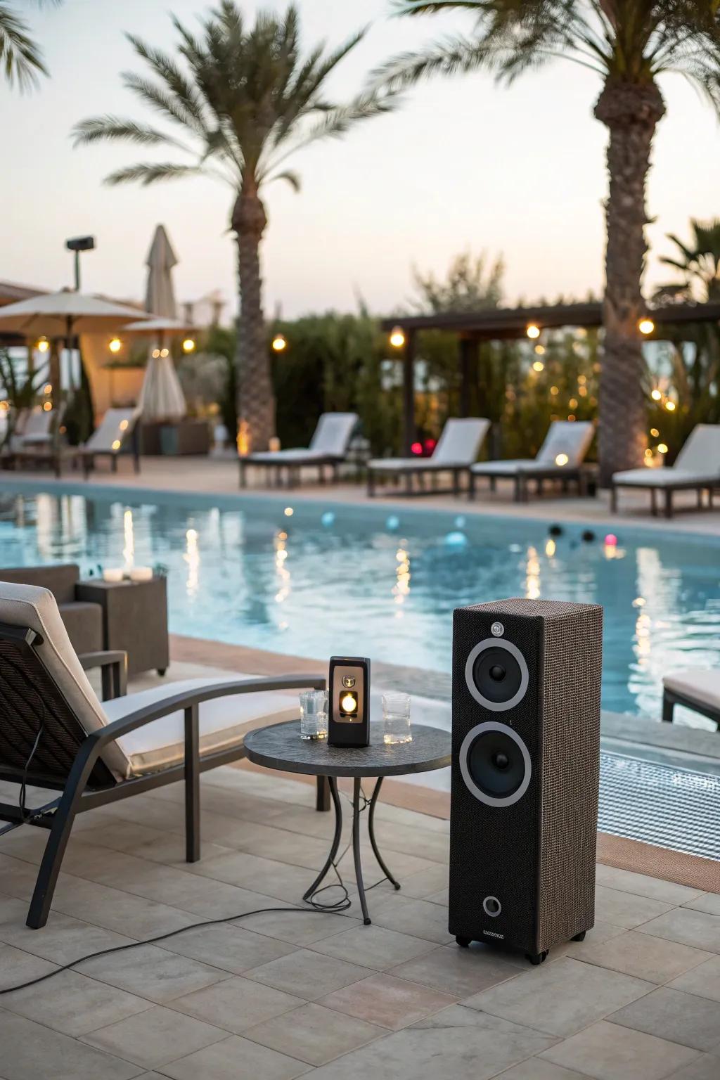 Let the music enhance your poolside BBQ experience.