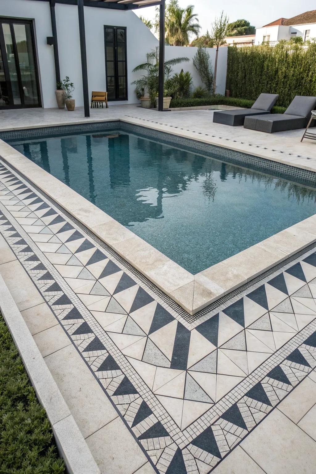 Geometric patterns add a modern touch to your pool.